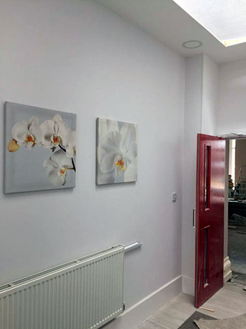 corridor picture frames finished painted walls