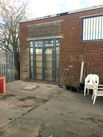 The first of our six windows French doors no portacabins