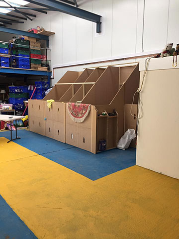 fabric storage area painted floor